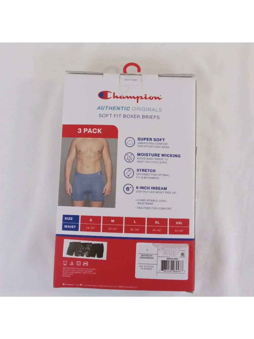 Champion Men's Soft Fit Boxer Briefs 3 Pack SMALL  Moisture Wicking Stretch